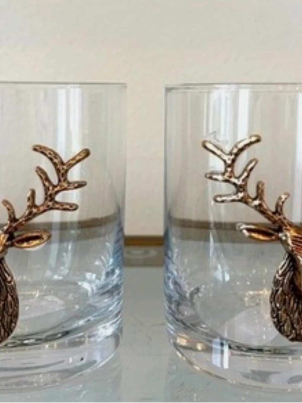 8 Brass Stag Deer Old Fashioned Whiskey Glasses 12oz. Holiday Cocktail